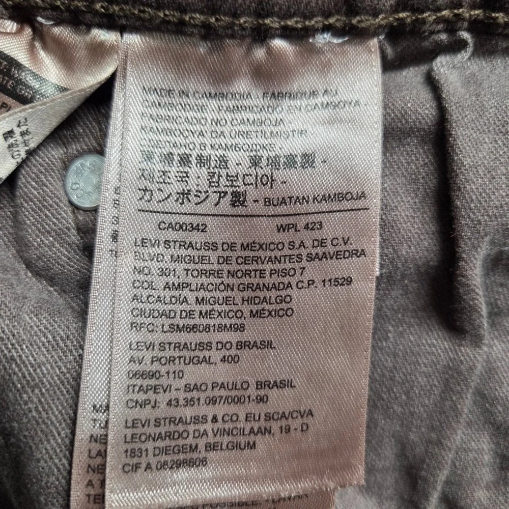 Levis‎ 511 Jeans Mens 40X32 Brown Slim Straight Mid Rise Denim